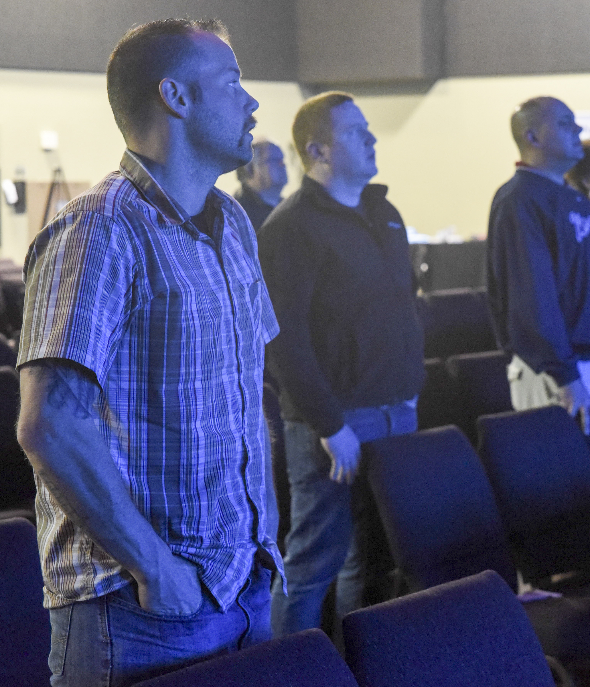 Chattanooga Police Officers Ed Buckman and Ben Piazza attend Cop Church.