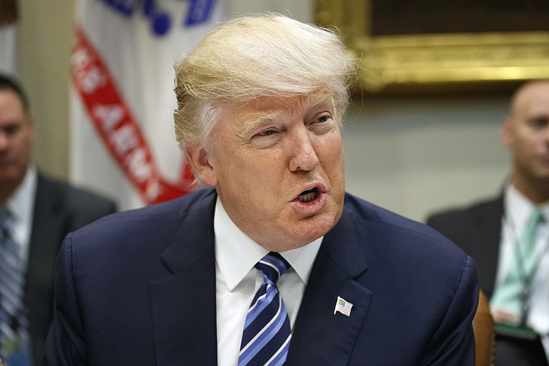
              In this Feb. 9, 2017 photo, President Donald Trump speaks during a meeting with Senators on his Supreme Court Justice nominee Neil Gorsuch in the Roosevelt Room of the White House in Washington. Trump has disputed statements by at least three senators that his nominee for the Supreme Court, Judge Neil Gorsuch, voiced complaints to them about the president's recent attacks on the judiciary. (AP Photo/Evan Vucci)
            
