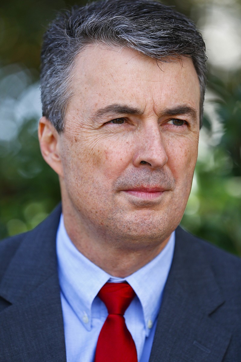 In this photo taken Feb. 9, 2017, former Alabama District Attorney Steve Marshall sits for a portrait in Montgomery, Ala. Marshall, the long-time district attorney of Marshall County District, has been appointed as Alabama attorney general. Gov. Robert Bentley announced the appointment Friday. (AP Photo/Brynn Anderson)
