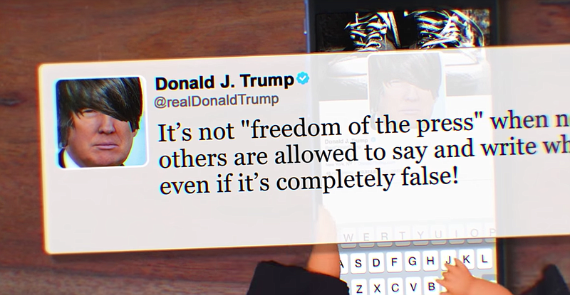 Screenshot from Nick Lutsko's music video turning Donald Trump tweets into a 90s Emo song. 