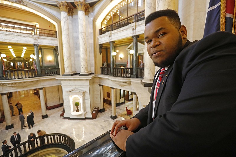 Kyle Pernell, 17, in the rotunda at the Mississippi State Capitol in Jackson.