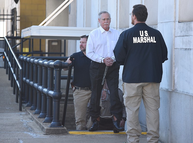 Staff photo by Tim Barber Former Tennessee Valley Authority engineer Robert Doggart is escorted from the Joel W. Solomon Federal Building in Chattanooga after his four-count conviction for planning an attack on a Muslim community in New York.