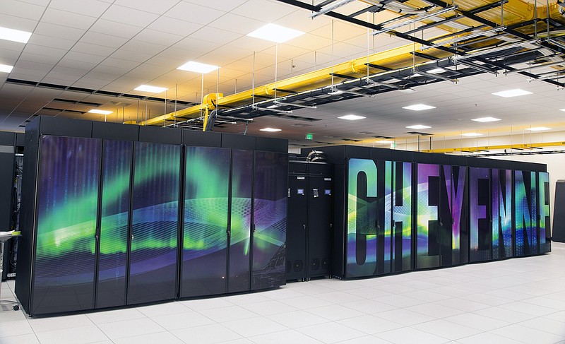 
              This Oct. 26, 2016 photo provided by the University Corporation for Atmospheric Research shows the new supercomputer named Cheyenne at the National Center for Atmospheric Research at the supercomputing center in Cheyenne, Wyo. Wyoming officials including Gov. Matt Mead say they support the NCAR-Wyoming Supercomputing Center even as they describe themselves as climate skeptics. Scientists nationwide are nonetheless concerned that President Donald Trump, who has called climate change a hoax, might not take climate change research seriously. (Carlye Calvin/ University Corporation for Atmospheric Research via AP)
            