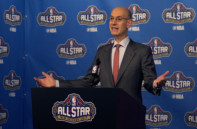 
              NBA Commissioner Adam Silver arrives at a press conference before NBA All-Star Saturday Night events in New Orleans, La., Saturday, Feb. 18, 2017. (AP Photo/Max Becherer)
            