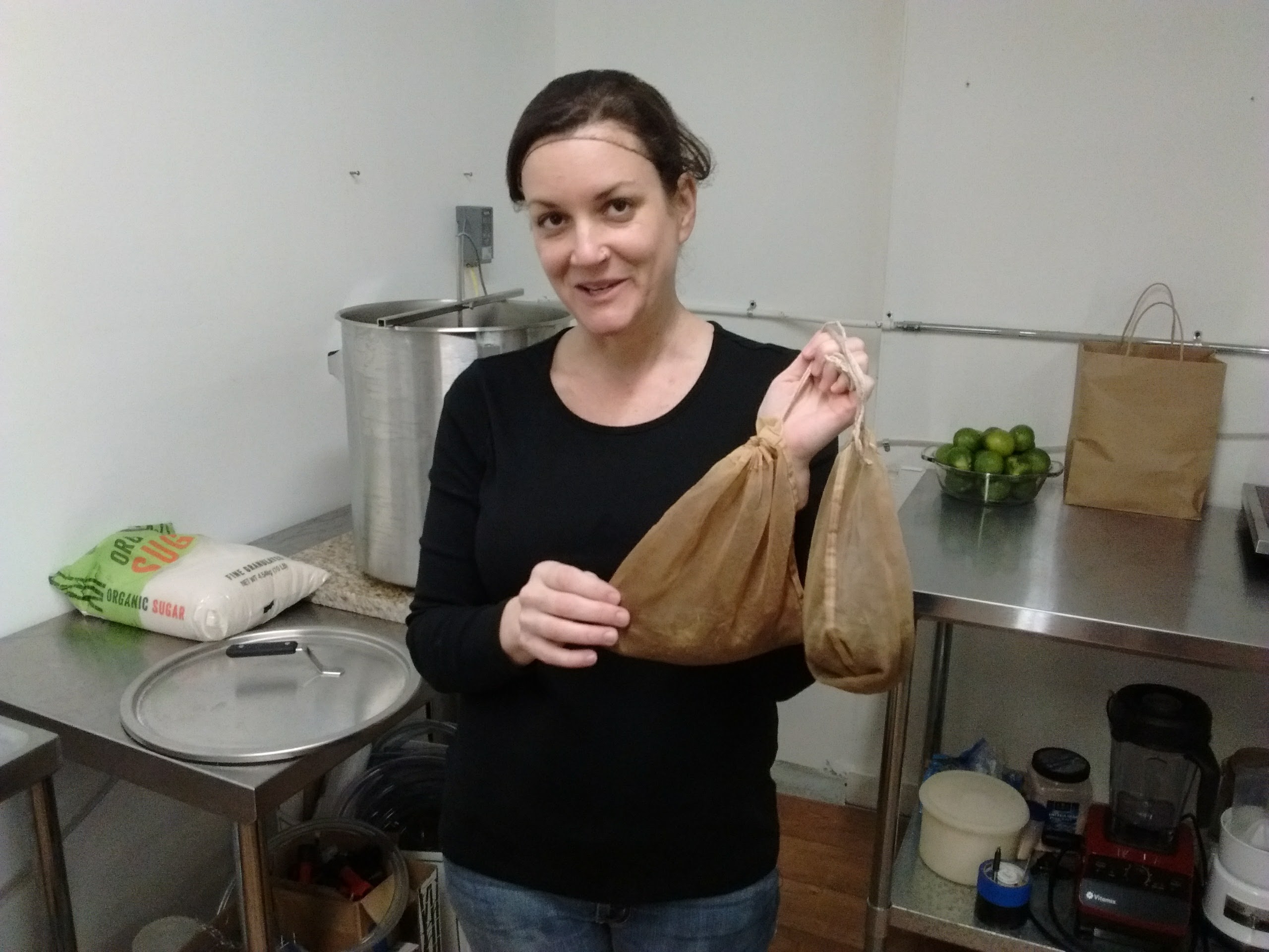 Two bags of white tea and organic sugar are used to make the sugary tea that's the first step to make Blue Indian Kombucha.
