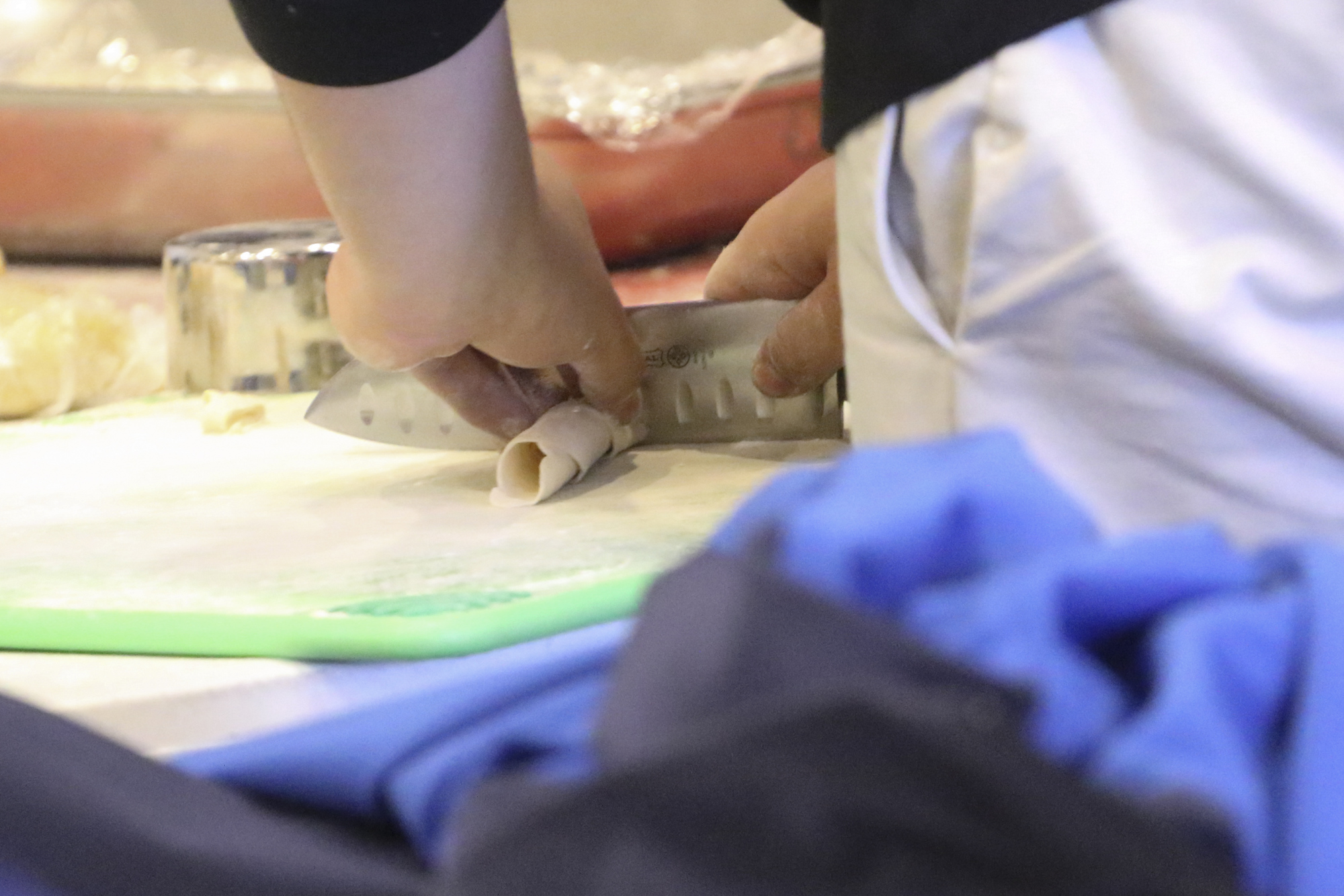 During this Tornado Term course, McCallie students learned types of knives and their uses in the kitchen. That came in handy when the guys made fresh pasta, rolled and cut it into noodles.