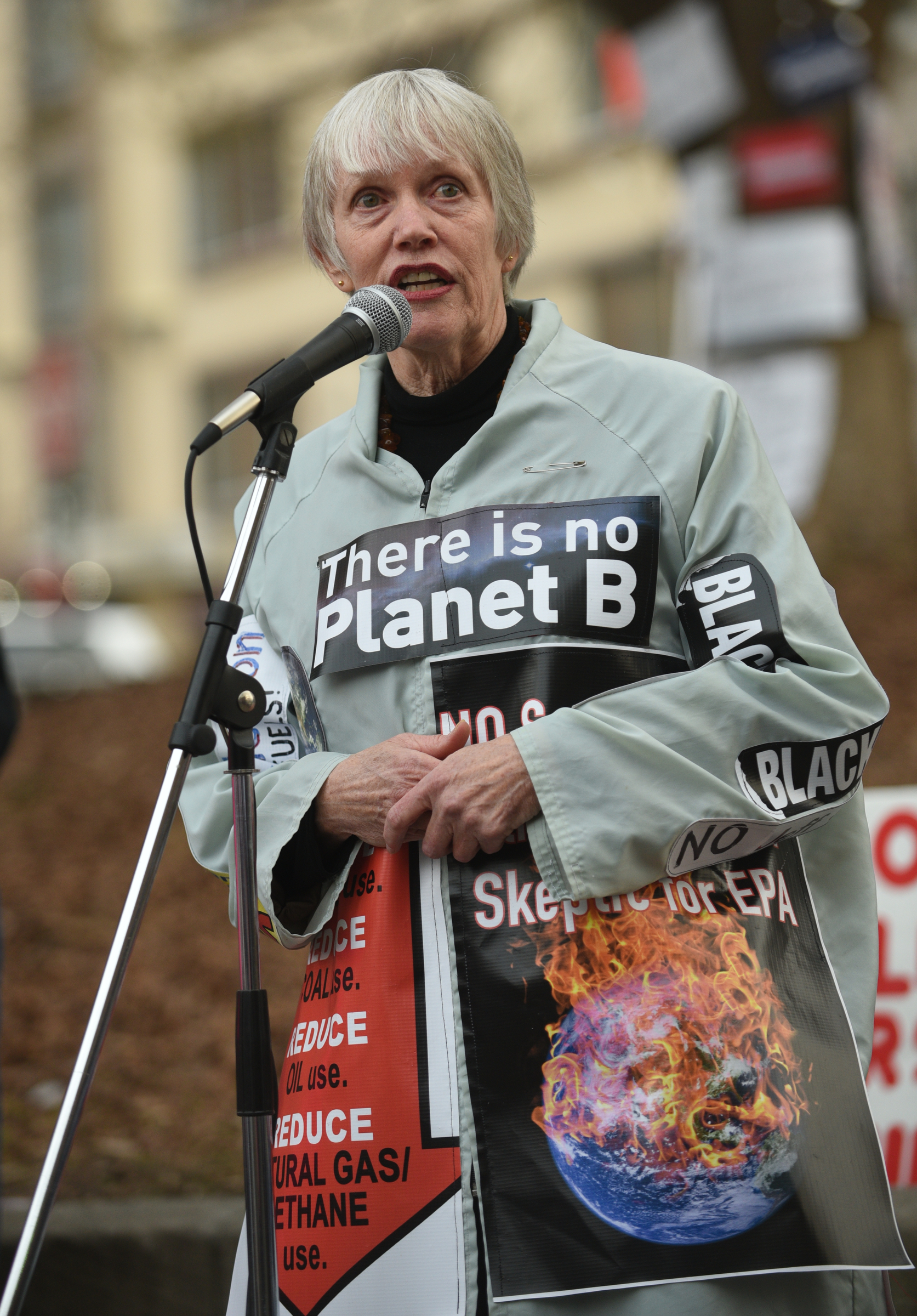 Dr. Mary Headrick speaks during a Welcome Home for Recess Rally across from the Joel Solomon Federal Building Monday Feb. 20, 2017 in Miller Park. Recess Coalition for Chattanooga is calling for politicians to meet with their constituents.