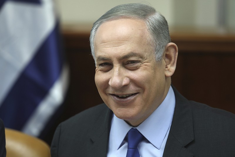 
              Israeli Prime Minister Benjamin Netanyahu chairs the weekly cabinet meeting, in Jerusalem, Sunday, Feb. 19, 2017. (AP Photo/Dan Balilty, Pool)
            