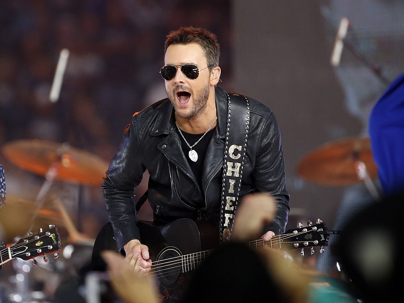 
              FILE - In this Thursday, Nov. 24, 2016, file photo, Country music singer Eric Church performs at halftime during an NFL football game between the Washington Redskins and Dallas Cowboys in Arlington, Texas. Church has been battling ticket scalpers for years as his popularity grew and he began selling out arenas. But he’s taken his biggest step yet by canceling more than 25,000 tickets to his spring tour that were purchased by scalpers and putting them back on sale for fans to purchase. (AP Photo/Ron Jenkins, File)
            