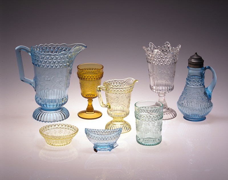 A display of glass in the Wildflower pattern from the Houston Museum collection, below.