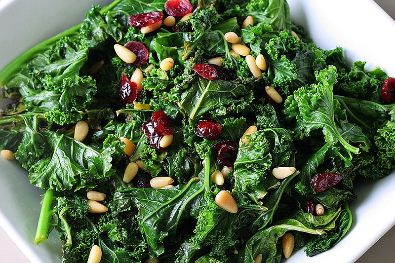 Spicy Kale with Cranberries and Pine Nuts