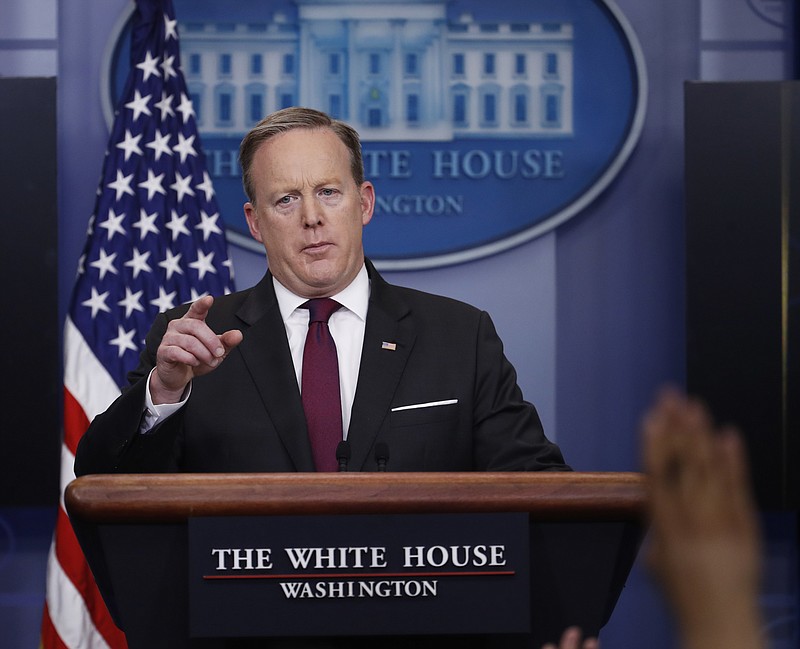 
              White House press secretary Sean Spicer speaks during a daily press briefing at the White House in Washington, Thursday, Feb. 23, 2017. (AP Photo/Manuel Balce Ceneta)
            