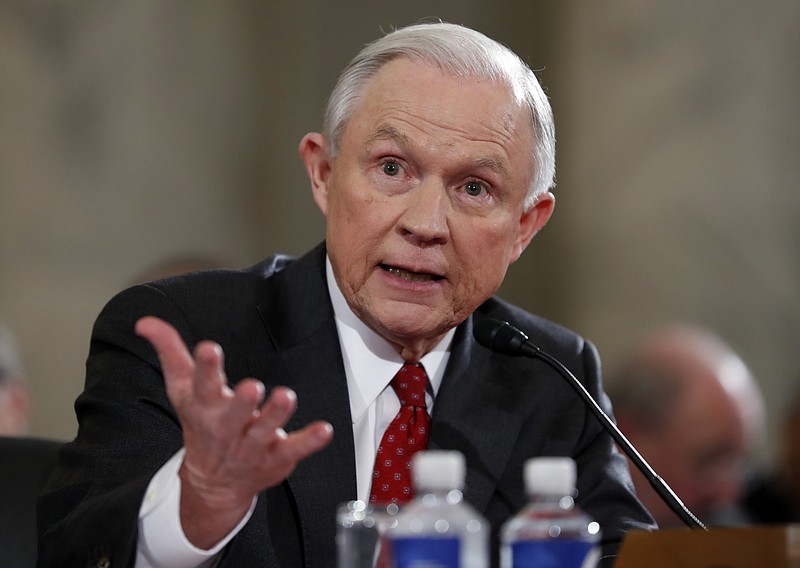 
              FILE - In this Jan. 10, 2017 file photo, then-Attorney General-designate, Sen. Jeff Sessions, R-Ala., testifies on Capitol Hill in Washington at his confirmation hearing before the Senate Judiciary Committee. Attorney General Sessions has signaled his support for the federal government's use of private prisons, rescinding a memo meant to phase out their use. (AP Photo/Alex Brandon, File)
            