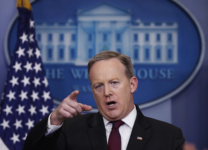 
              White House press secretary Sean Spicer speaks during a daily press briefing at the White House in Washington, Thursday, Feb. 23, 2017. (AP Photo/Manuel Balce Ceneta)
            