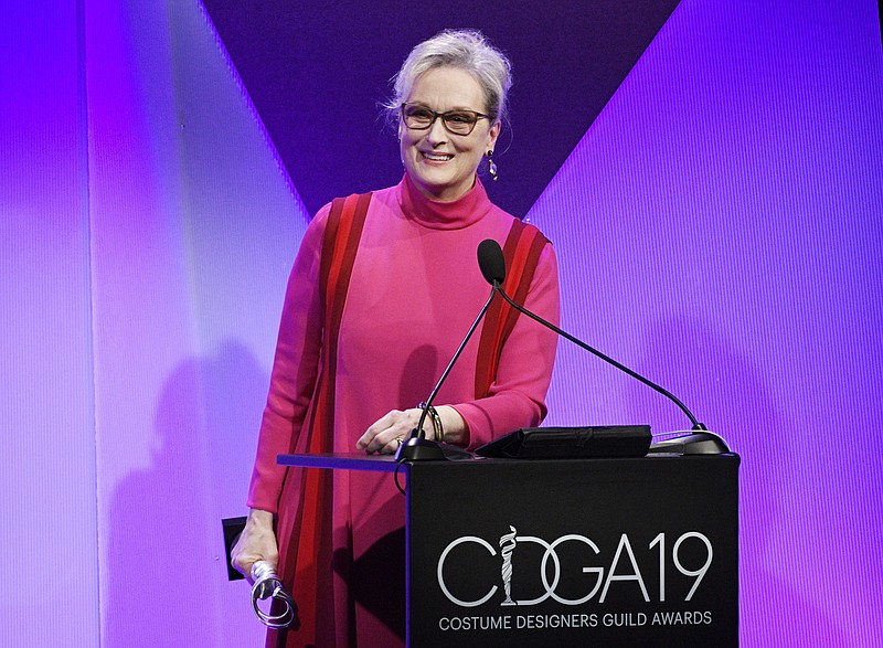 
              Actress Meryl Streep accepts the Distinguished Collaborator Award during the 19th Annual Costume Designers Guild Awards on Tuesday, Feb. 21, 2017, in Beverly Hills, Calif. (Photo by Chris Pizzello/Invision/AP)
            