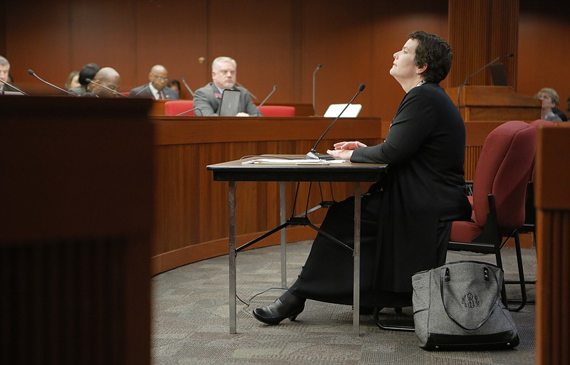 
              Rep. Mandi L. Ballinger, R - Canton, presents her bill to a House committee Monday, Feb. 27, 2017, at the legislature in Atlanta. With little fanfare, the House Public Safety and Homeland Security Committee om Monday approved what has become known as the "Campus Carry" bill. Ballinger is the sponsor of HB 280, which allows anyone with a Georgia weapons permit to carry firearms onto most parts of public college and university campuses.  (Bob Andres/Atlanta Journal-Constitution via AP)
            