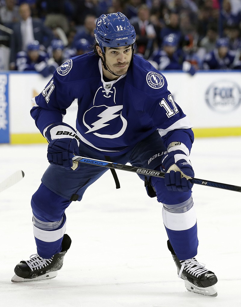 
              FILE - In this Dec. 8, 2016, file photo, Tampa Bay Lightning center Brian Boyle (11) plays during the second period of an NHL hockey game against the Vancouver Canucks, in Tampa, Fla. The Toronto Maple Leafs acquired forward Brian Boyle in a trade with the Tampa Bay Lightning on Monday, Feb. 27, 2017. Tampa Bay gets a 2017 second-round pick and forward Byron Froese for Boyle. (AP Photo/Chris O'Meara, File)
            