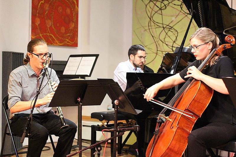 The core players of the Unheard-of//Ensemble are, from left, Ford Fourqurean (clarinet), Daniel Anastasio (piano) and Lauren Posey (cello). The contemporary chamber ensemble is dedicated to playing new music by living composers.