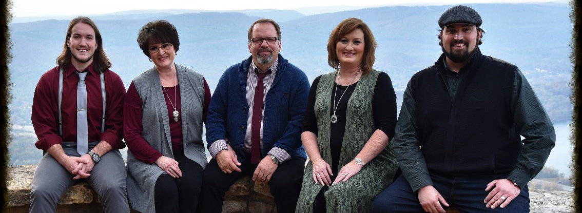 Members of The Greesons, based in Chickamauga, Ga., are, from left, Christian Demastus (baritone), Karen Demastus (soprano), Darrell Demastus (bass), Lisa Dykes (alto) and Joey Demastus (lead). The group was founded by Lisa and Karen's parents, the Rev. Herschel and Elon Greeson.