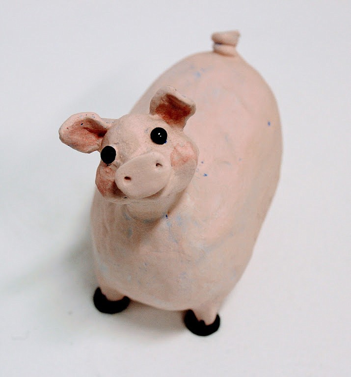 Artworks run the gamut in Hunter Underground's silent auction. Among the myriad choices are a 4- by 4-inch ceramic pig by Karen Fincannon, left, and an acrylic on canvas by EJ Kellerman.