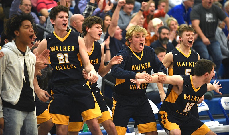 Walker Valley celebrates a late goal during the game against Cleveland Tuesday, Feb. 28, 2017 at Cleveland High School.