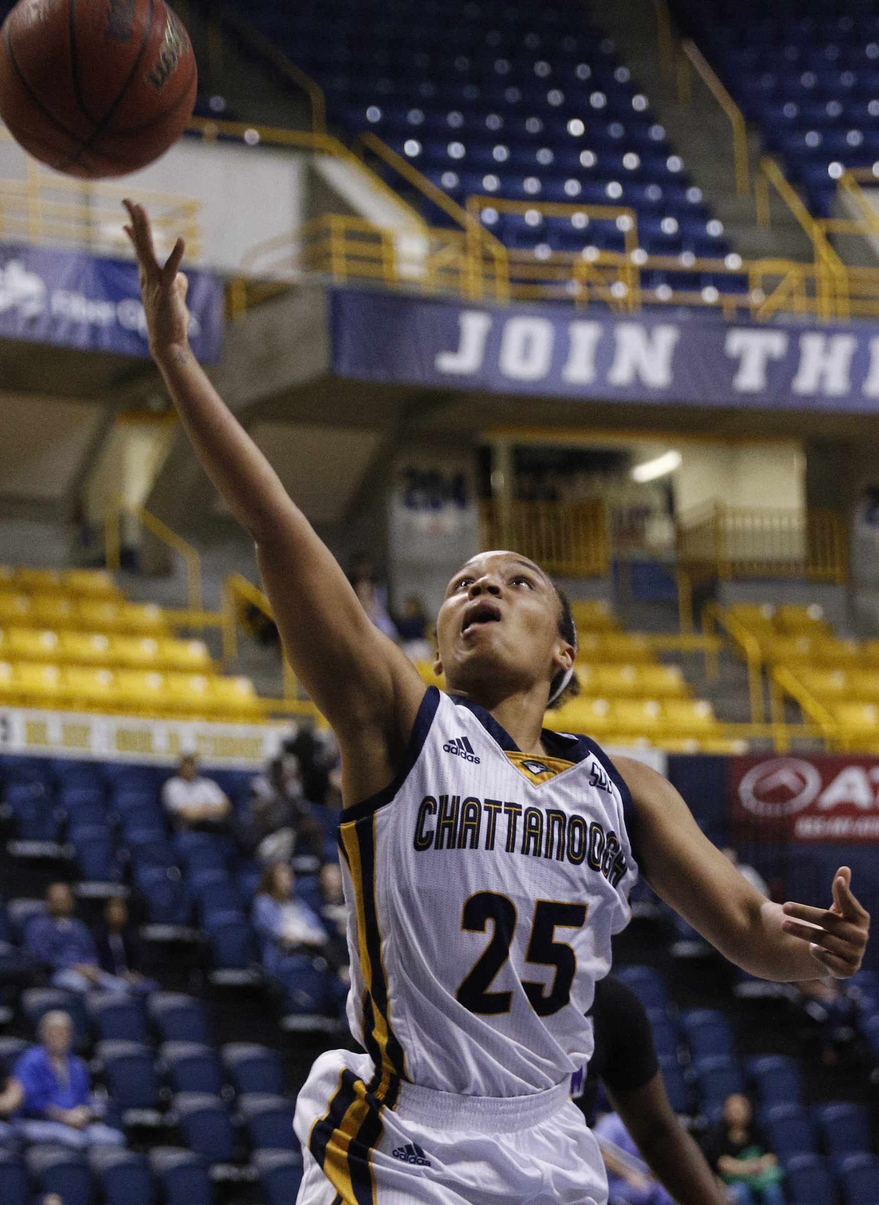 UTC guard Chelsey Shumpert shoots a basket during the Lady Mocs' SoCon basketball game against the Paladins at McKenzie Arena on Thursday, Feb. 23, 2017, in Chattanooga, Tenn.