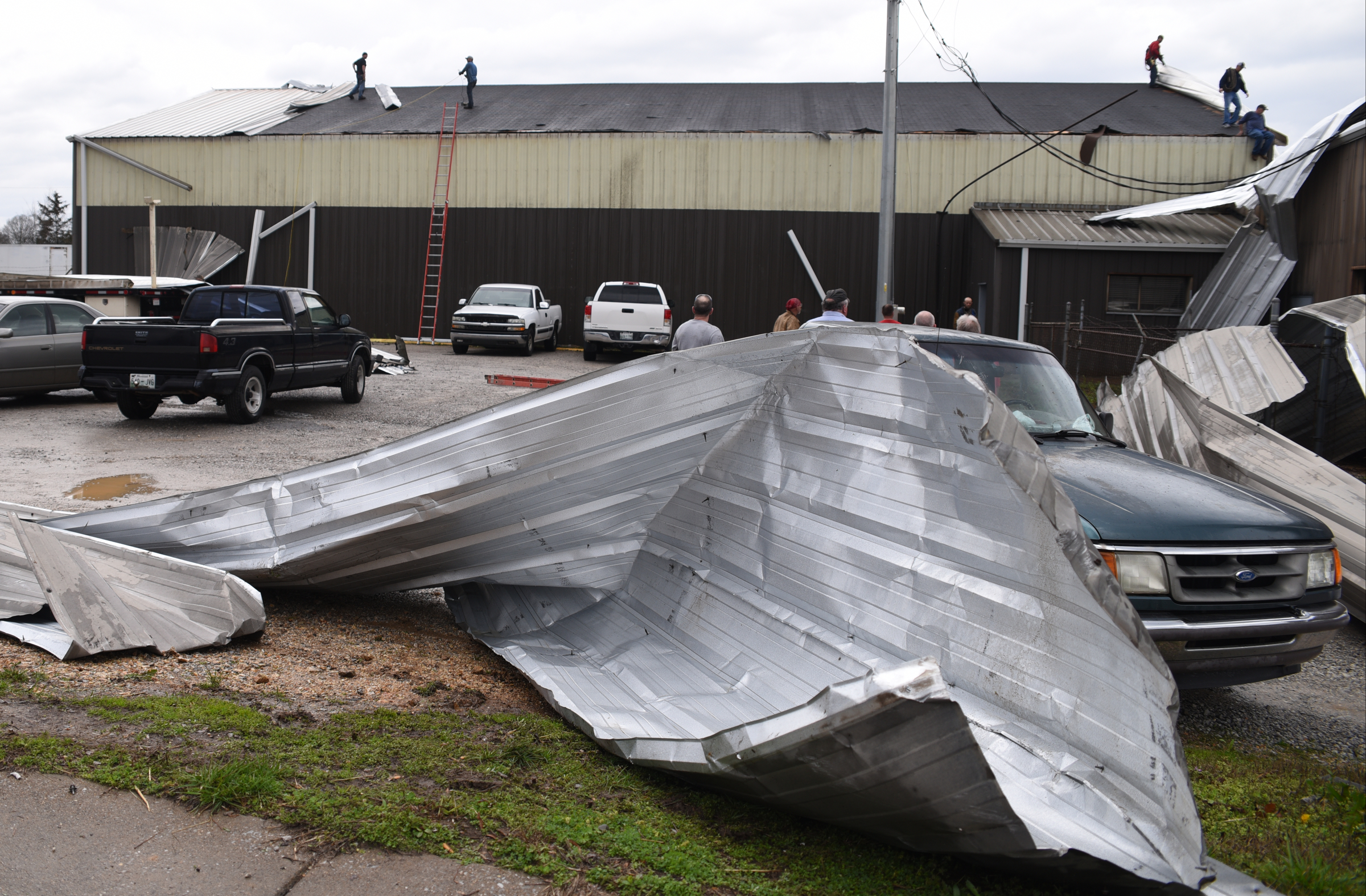 S & H Erectors Inc at 8427 Hixson Pike was damaged Wednesday, March 1, 2017 when storms swept through the Chattanooga area.
