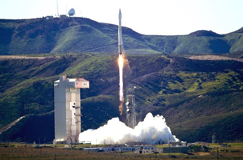 
              An Atlas 5 rocket carrying the NROL-79 mission is launched at the Vandenberg Air Force Base, Calif., on Wednesday, March 1, 2017. The rocket carrying a classified U.S. satellite dubbed NROL-79 is described only as a national security payload for the National Reconnaissance Office. (Matt Hartman via AP)
            