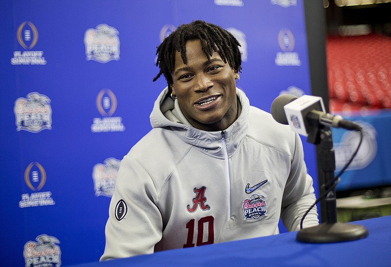 
              FILE - In this Dec. 20, 2016 file photo, Alabama's Reuben Foster answers a question during media day in Atlanta.  A person with knowledge of the situation tells The Associated Press that linebacker Reuben Foster, a potential top-10 pick, has been sent home from the NFL's annual combine.
The person spoke on condition of anonymity because the NFL wasn't commenting on the situation.  (AP Photo/David Goldman, File)
            