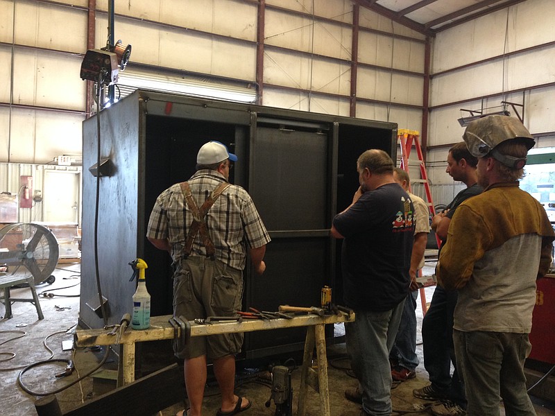 Safe Haven's shelters are manufactured in Sale Creek with locally sourced steel and other materials. Months of planning and design went into the shelters, which business owner John Kelly said have been made to surpass FEMA safety requirements for storm shelters in everything from the number and frequency of bolts connecting the shelter to its concrete base, to the structural integrity of the locking mechanism for the door to the shelter.