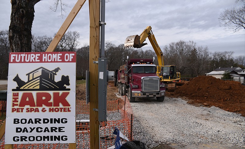 Work continues Tuesday, Feb. 14, 2017 on Hixson Pike at the new location of The Ark Pet Spa.