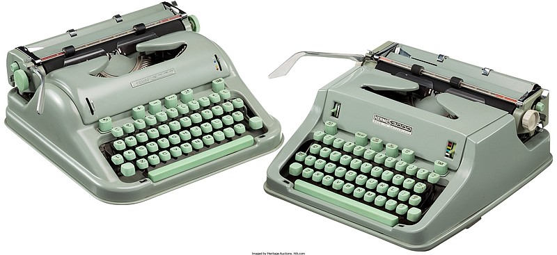 
              This undated photo provided by Heritage Auctions shows two of Larry McMurtry's typewriters which he used to write his Pulitzer Prize-winning novel "Lonesome Dove." The two typewriters sold at auction for $37,500. Heritage Auctions sold the typewriters Wednesday, March 8, 2017, at an auction in New York City. Eric Bradley, a spokesman for the Dallas-based auction house, said the typewriters sold to a bidder from Texas who wished to remain anonymous. (Heritage Auctions/HA.com via AP)
            