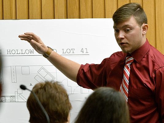 Austin McIntosh testifies Tuesday, Mar. 7, 2017, in Knox County Criminal Court during the trial of his stepmother Jessica Cox who charged with abuse, from beatings to ice baths to handcuffing to starvation, inside a tiny trailer just off Canton Hollow Road at the hands Cox. (Photo by Michael Patrick/News Sentinel)