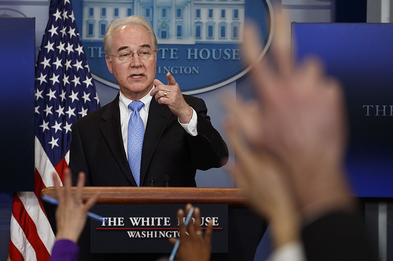 
              Health and Human Services Secretary Tom Price speaks during the White House press briefing, Tuesday, March 7, 2017, in Washington. (AP Photo/Evan Vucci)
            