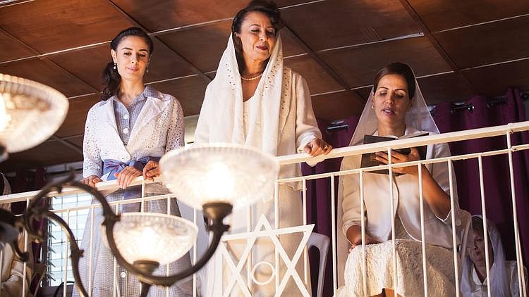 Yafit Asulin, Evelin Hagoel and Einat Saruf in "The Women's Balcony," the first offering in the Jewish Film Series.