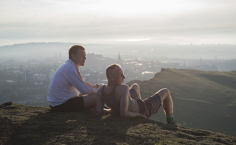 This image released by TriStar Pictures shows Ewan McGregor, left, and Ewen Bremner in a scene from "T2: Trainspotting." (Graeme Hunter/Sony - TriStar Pictures via AP)