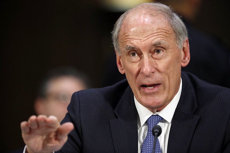 
              FILE - In this Feb. 28, 2017 file photo, then-Director of National Intelligence-designate Dan Coats testifies on Capitol Hill in Washington at his confirmation hearing before the Senate Intelligence Committee. The Senate has confirmed President Donald Trump's choice for national intelligence director. Senators voted 85-12 Wednesday to approve the nomination of former Indiana Sen. Dan Coats, making him the fifth person to hold the post created after the Sept. 11 attacks. (AP Photo/Alex Brandon, File)
            