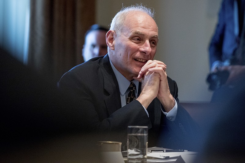 
              In this photo taken March 13, 2017, Homeland Security Secretary John Kelly is seen in the Cabinet Room at the White House in Washington. The Trump administration is naming some names in its efforts to shame local jails that don’t cooperate with immigration authorities. It’s putting the spotlight on Travis County, Texas, home of liberal Austin. (AP Photo/Andrew Harnik, File)
            