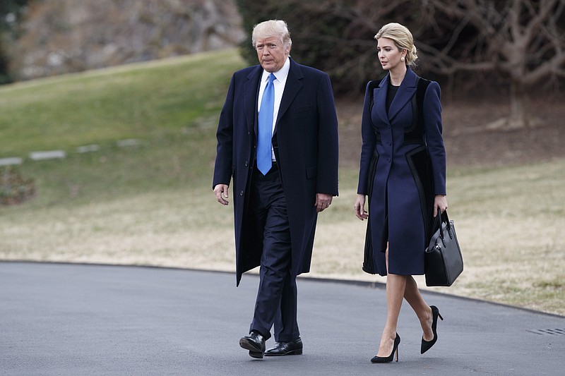 
              FILE - In this Feb. 1, 2017 file photo, President Donald Trump and his daughter Ivanka Trump walk to board Marine One on the South Lawn of the White House in Washington. Ivanka Trump is working out of a West Wing office and will get access to classified information, though she is not technically serving as a government employee, according to an attorney for the first daughter. (AP Photo/Evan Vucci, File)
            