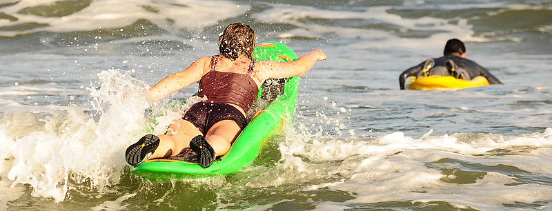 Bellyaks aren't only for whitewater. Creator Adam Masters intended for them to be used on open water as well, such as lakes or the ocean. Think of a Bellyak as a more robust surfboard or SUP.