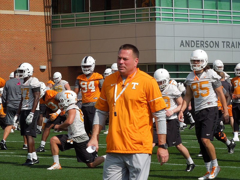 Tennessee coach Butch Jones during spring practice on March 21, 2017.