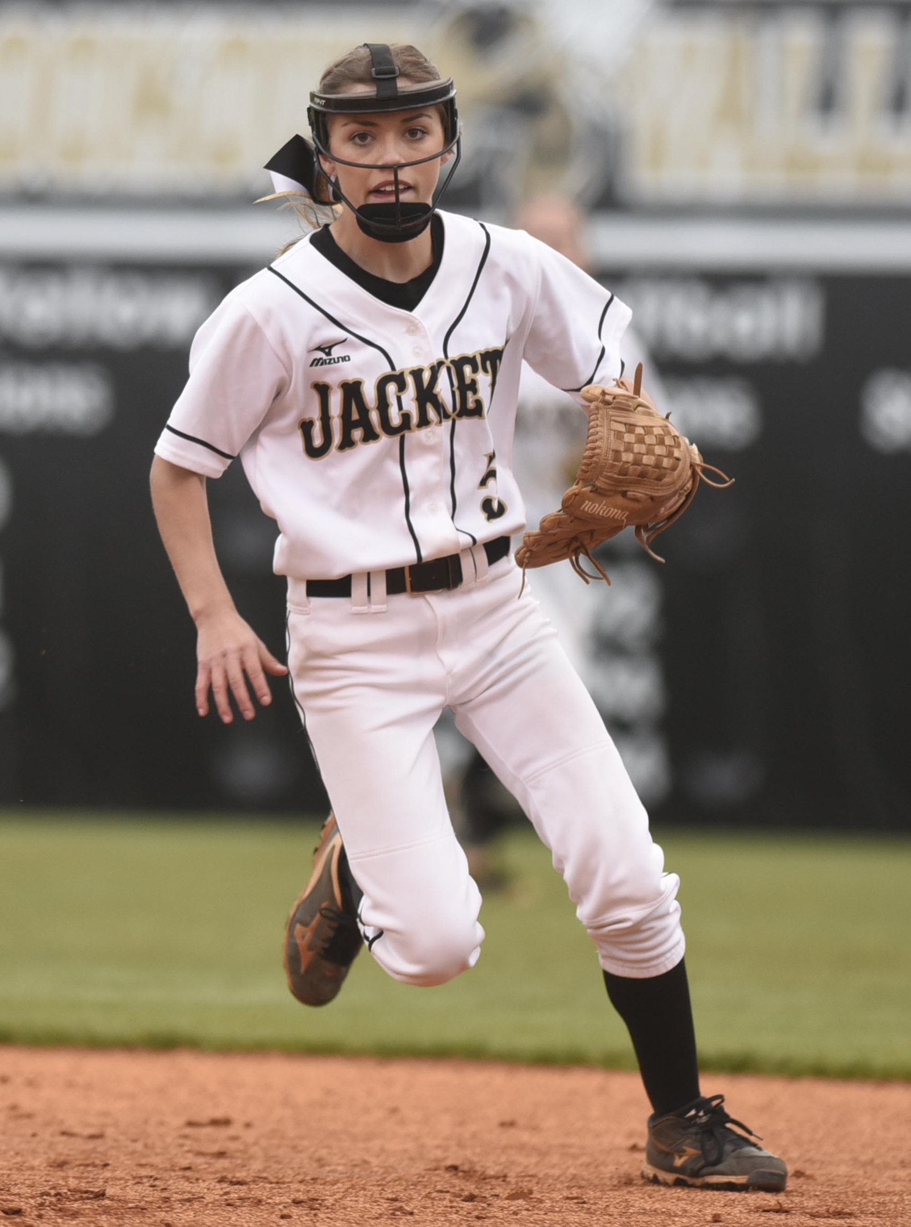 Staff Photo by Robin Rudd Lookout Valley junior second baseman Katie Dinger (5) moves to cover first base in a recent softball game.