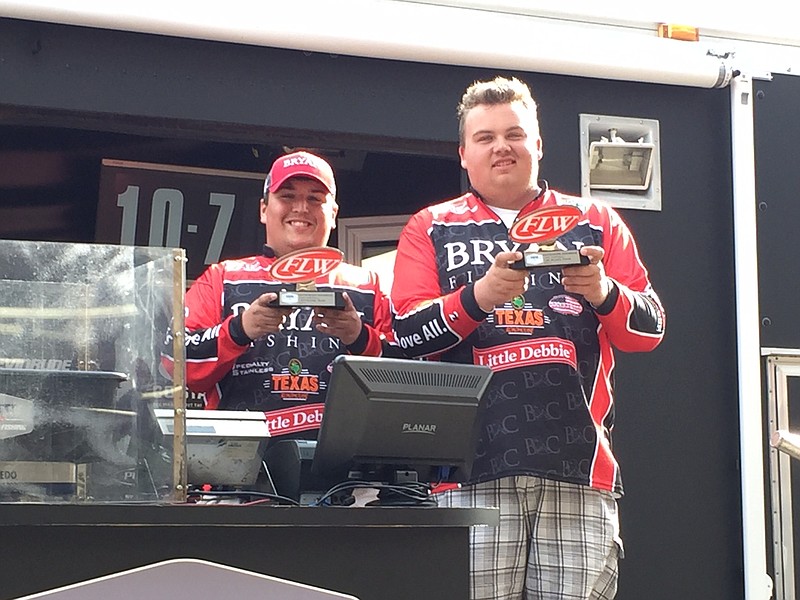 D.J. Barber, left, and Matt Brown strengthened Bryan College's national No. 1 fishing ranking by winning a 176-boat FLW tournament in March on Lake Hartwell. The same two had a fifth-place finish on Lake Seminole in January.