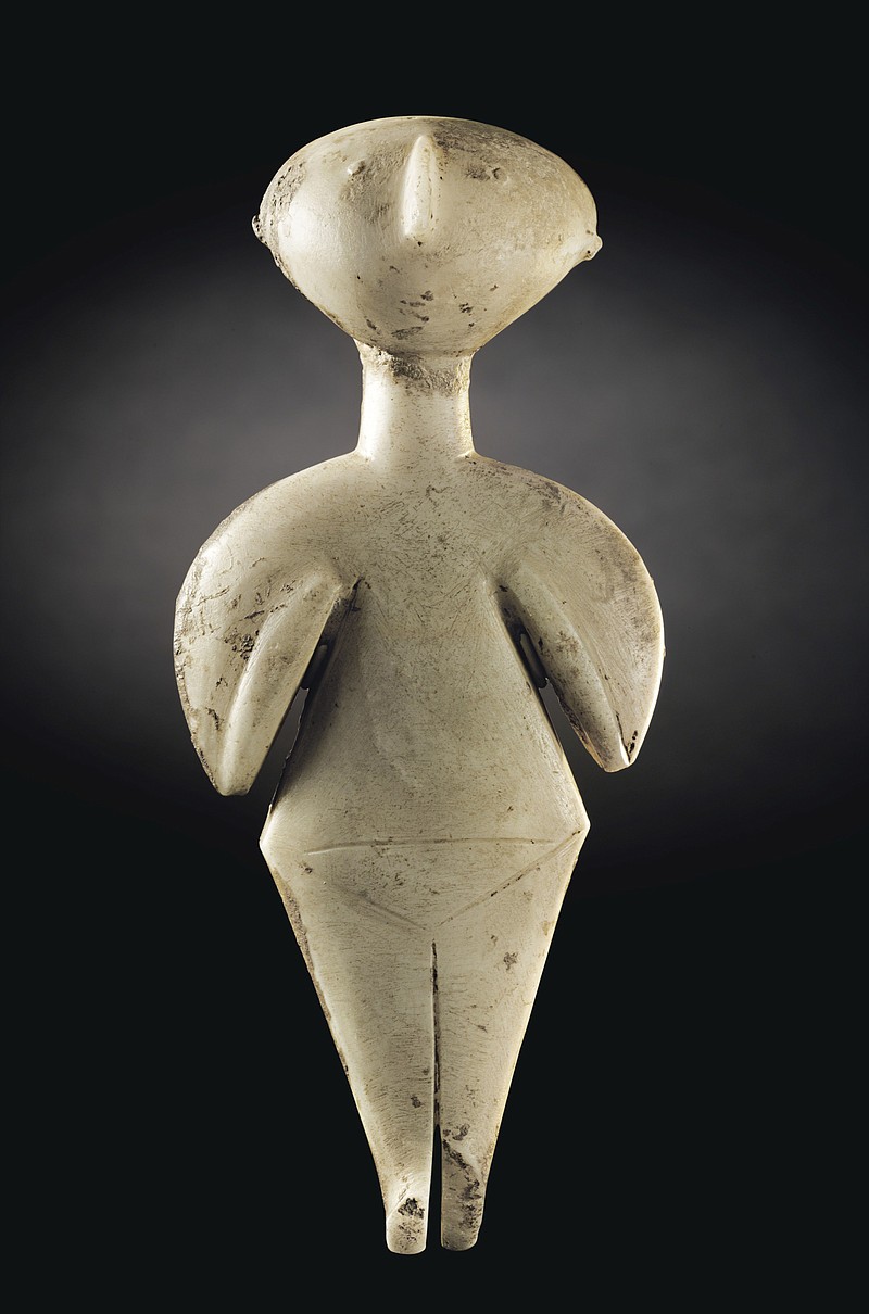 
              In this photo provided by Christie's is the 9-inch-tall marble sculpture, called the Guennol Stargazer. The statue of a female idol from ancient Turkey dates to around 3000 to 2200 B.C. and is to be auctioned April 28 in New York. (Christie's via AP)
            
