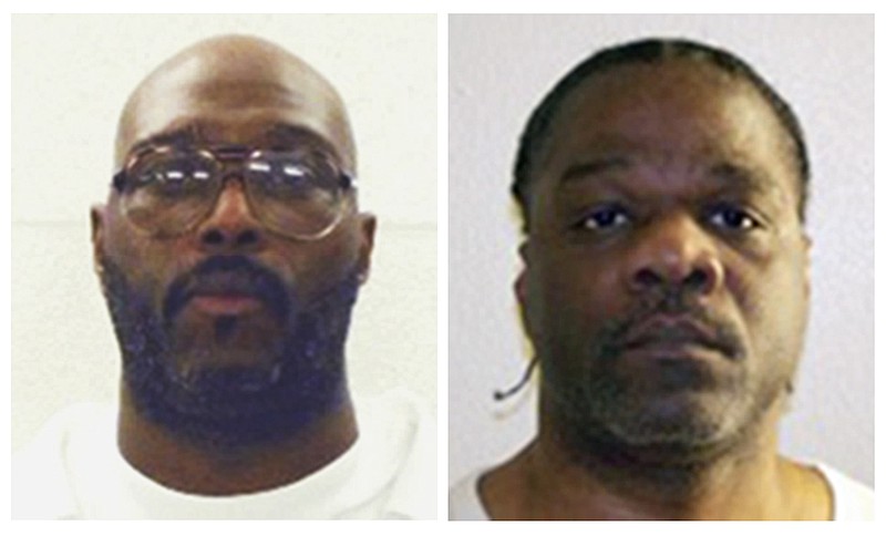 
              FILE - This combination of undated file photos provided by the Arkansas Department of Correction shows death-row inmates Stacey E. Johnson, left, and Ledelle Lee. Both men are scheduled for execution on April 20, 2017. (Arkansas Department of Correction via AP)
            