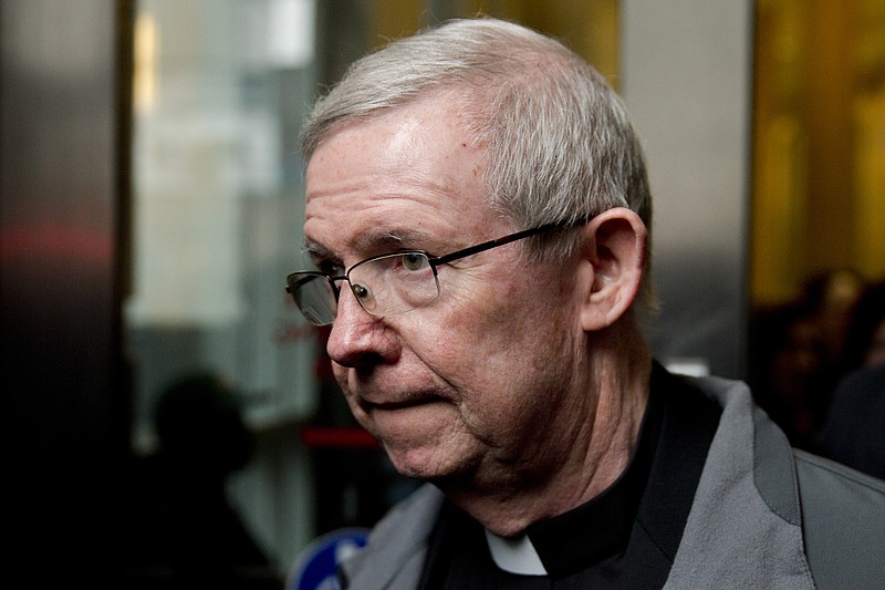 
              FILE – In this Jan. 6, 2014, file photo, Monsignor William Lynn leaves a bail hearing at the Center for Criminal Justice in Philadelphia. Lynn, long imprisoned over his handling of abuse complaints, may learn Friday, March 24, 2017, if his legal odyssey will come to an end. Lynn served nearly three years of a three- to six-year sentence when the Pennsylvania Supreme Court tossed his conviction over trial errors. (AP Photo/Matt Rourke, File)
            