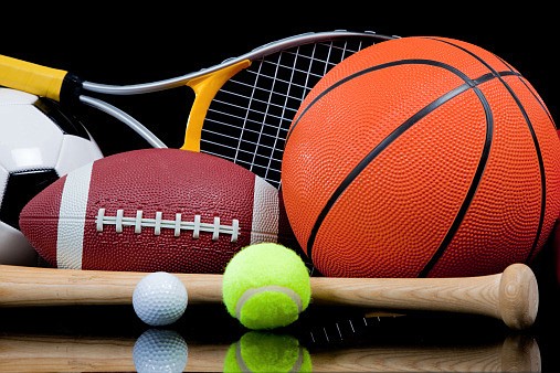 Assorted Sports Equipment on Black