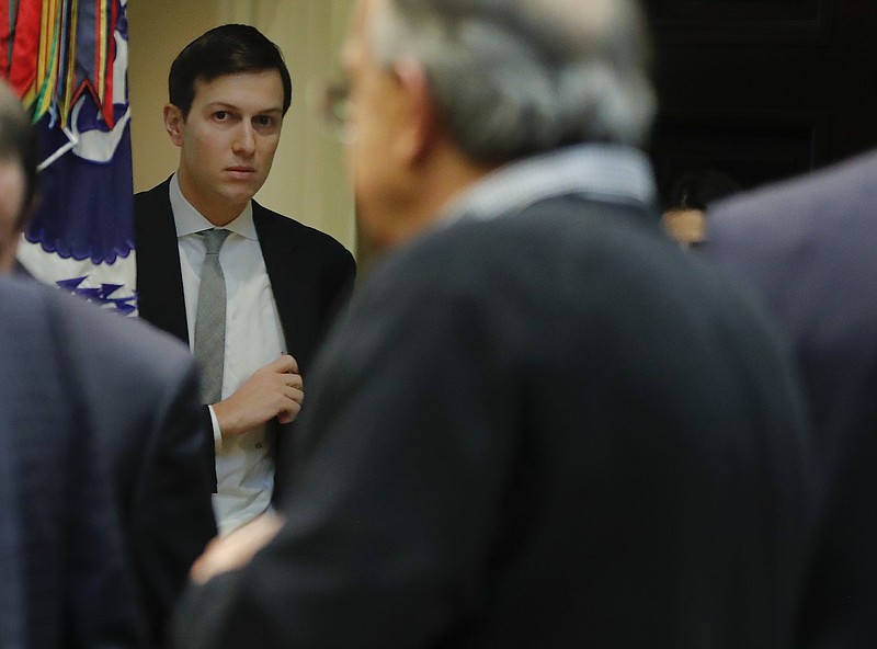 
              FILE - In this Jan. 24, 2017 file photo, White House Senior Adviser Jared Kushner arrives for a meeting between President Donald Trump and automobile leaders in the Roosevelt Room of the White House in Washington. (AP Photo/Pablo Martinez Monsivais, File)
            