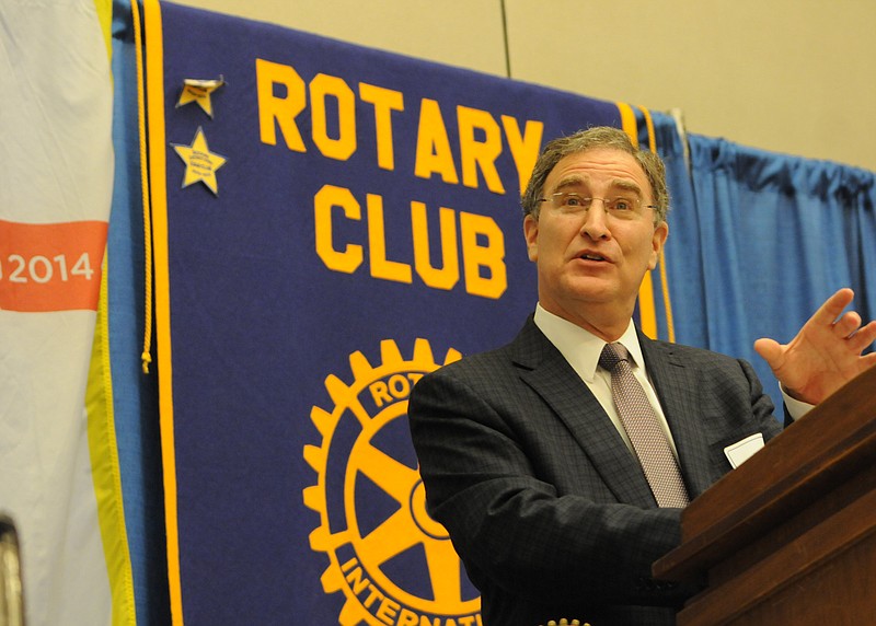 In this 2014 staff file photo, Jeffrey Lorberbaum, CEO of Mohawk Industries, speaks to the Chattanooga Rotary Club at the Chattanooga Convention Center.