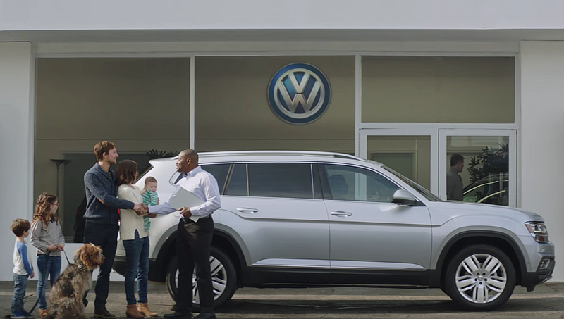 Volkswagen says the 'Luv Bug' commercial for Atlas SUV shows evolution of the VW brand through the eyes of a growing family. (Screenshot from video)